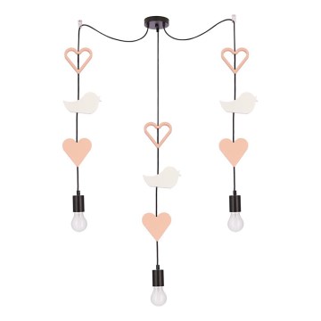 Kinderhanglamp met snoer TRIO 3xE27/20W/230V roze/wit