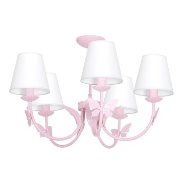 Kinderhanglamp VLINDERTJE 5xE14/60W rozig