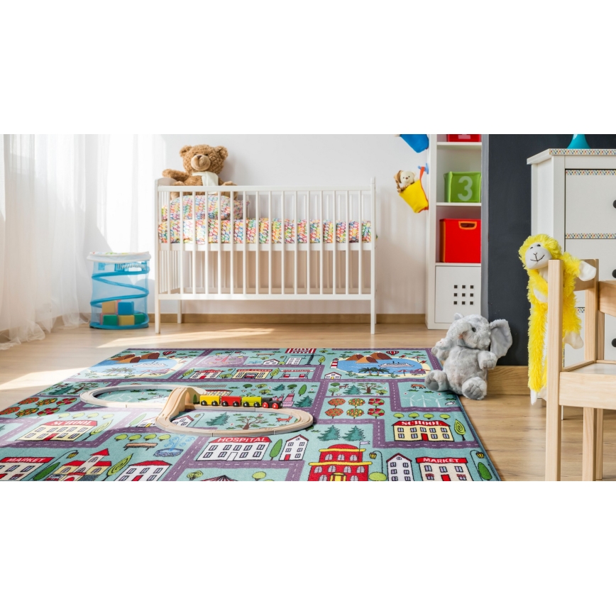 Kinderkleed STELLA STREETS 80x100 cm turkoois/stad