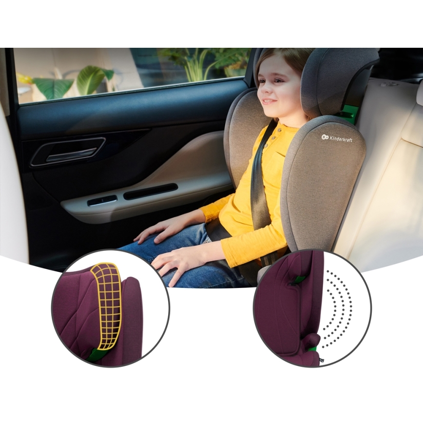 KINDERKRAFT - Autostoel JUNIOR FIX 2 (100-150 cm) Cherry pearl