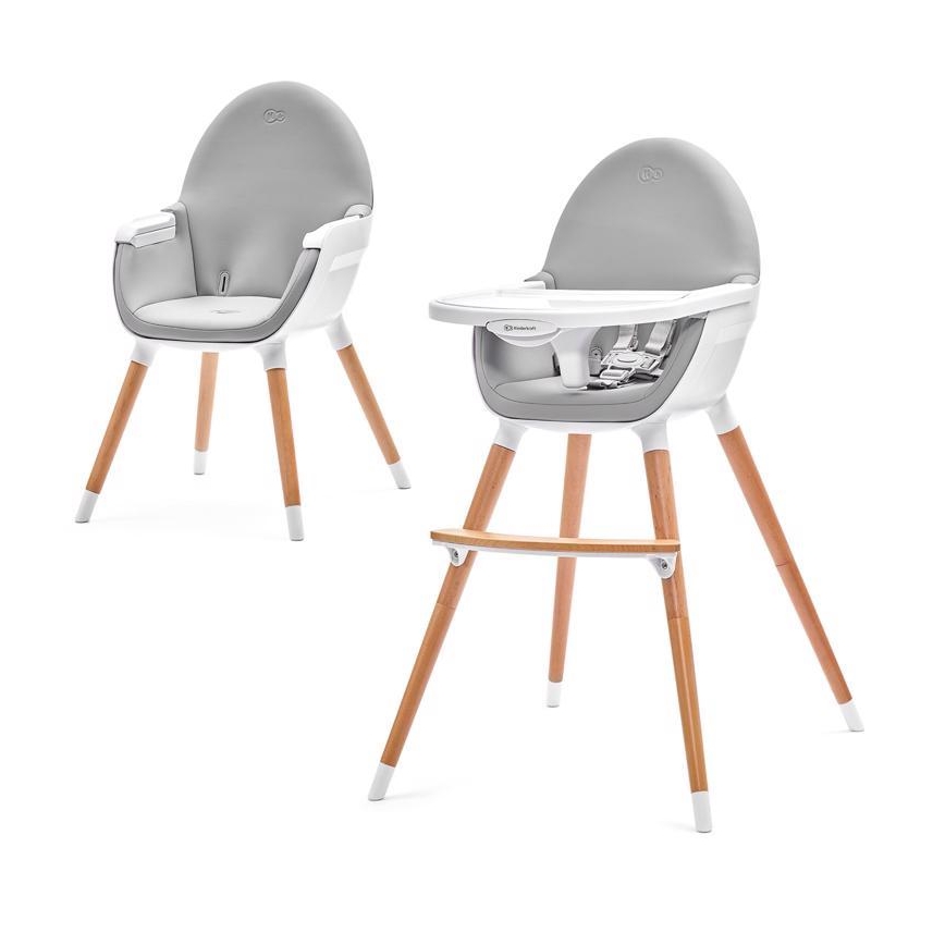 KINDERKRAFT - Baby eetstoel FINI grijs/wit