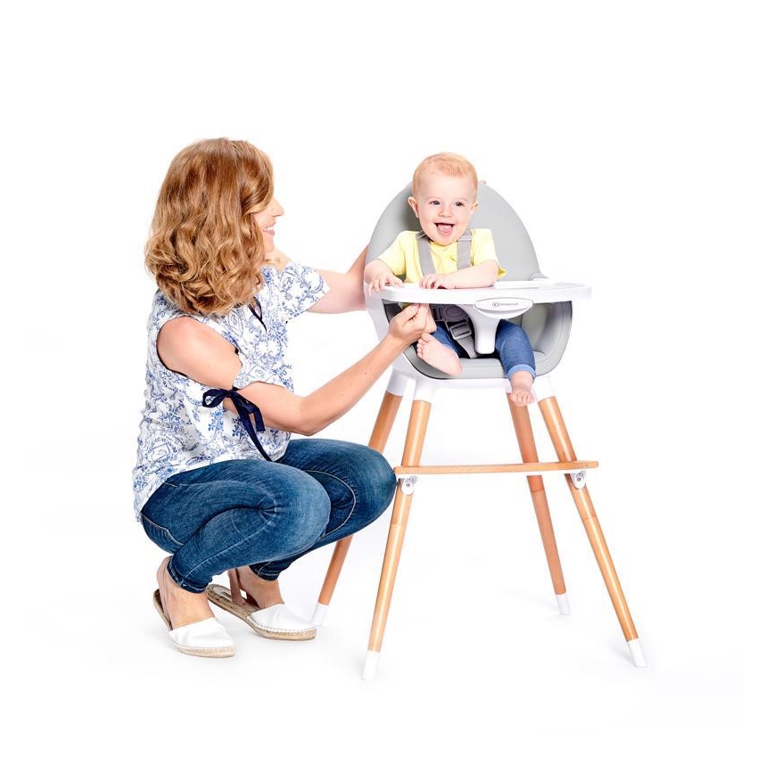 KINDERKRAFT - Baby eetstoel FINI grijs/wit