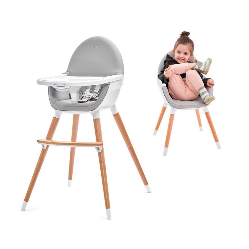 KINDERKRAFT - Baby eetstoel FINI grijs/wit