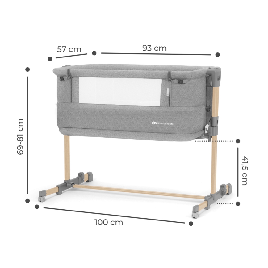 KINDERKRAFT - Baby wieg NESTE GROW lichtgrijs
