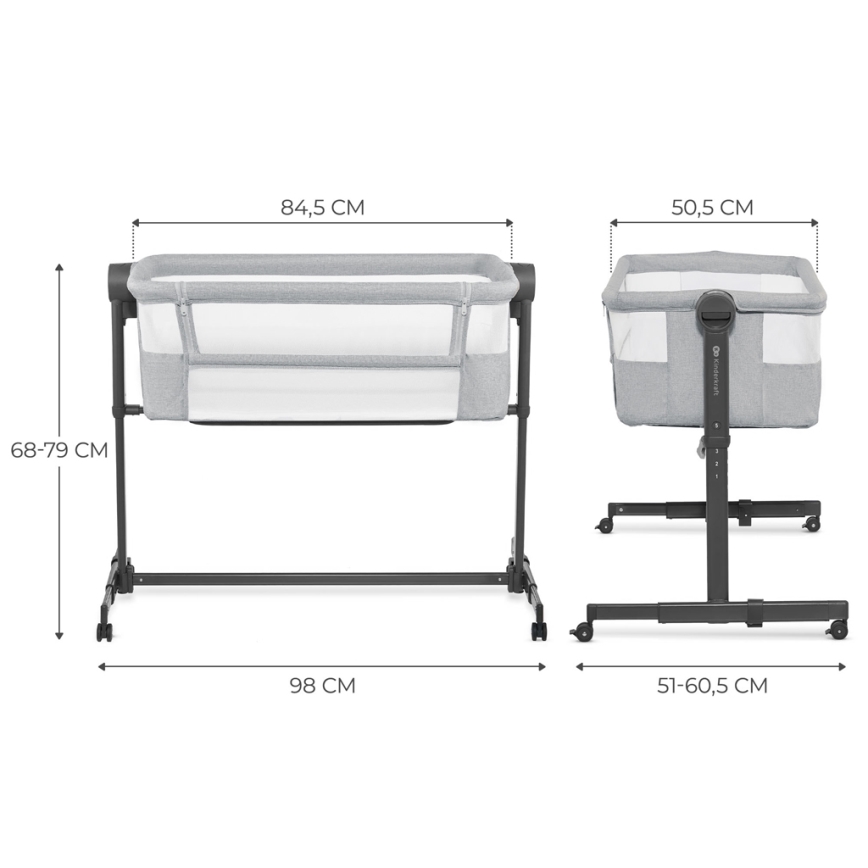 KINDERKRAFT - Babybedje NESTE UP2 lichtgrijs