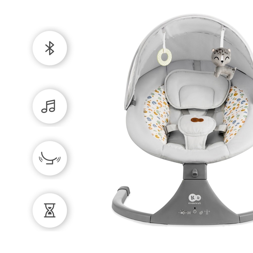 KINDERKRAFT - Babywip met melodie 2in1 LUMI lichtgrijs