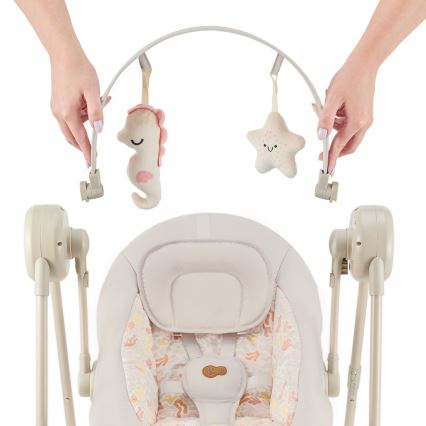 KINDERKRAFT - Balancelle musicale pour bébé SWINGEE beige 4xAAA/230V
