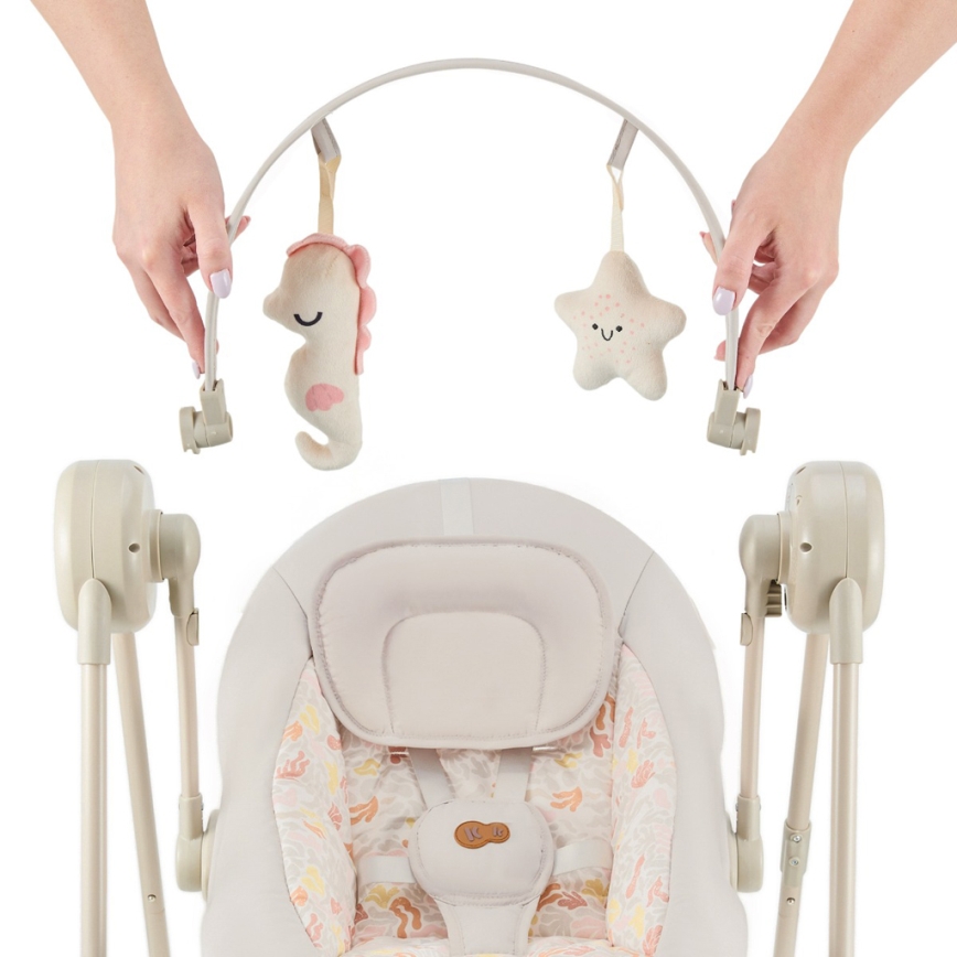 KINDERKRAFT - Balancelle musicale pour bébé SWINGEE beige 4xAAA/230V