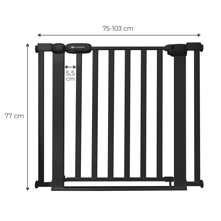 KINDERKRAFT - Barrière de sécurité LOCK&GO 75-103 cm noir