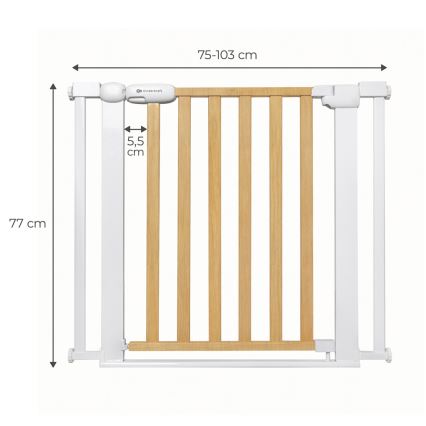 KINDERKRAFT - Barrière de sécurité LOCK&GO 75-103 cm pin