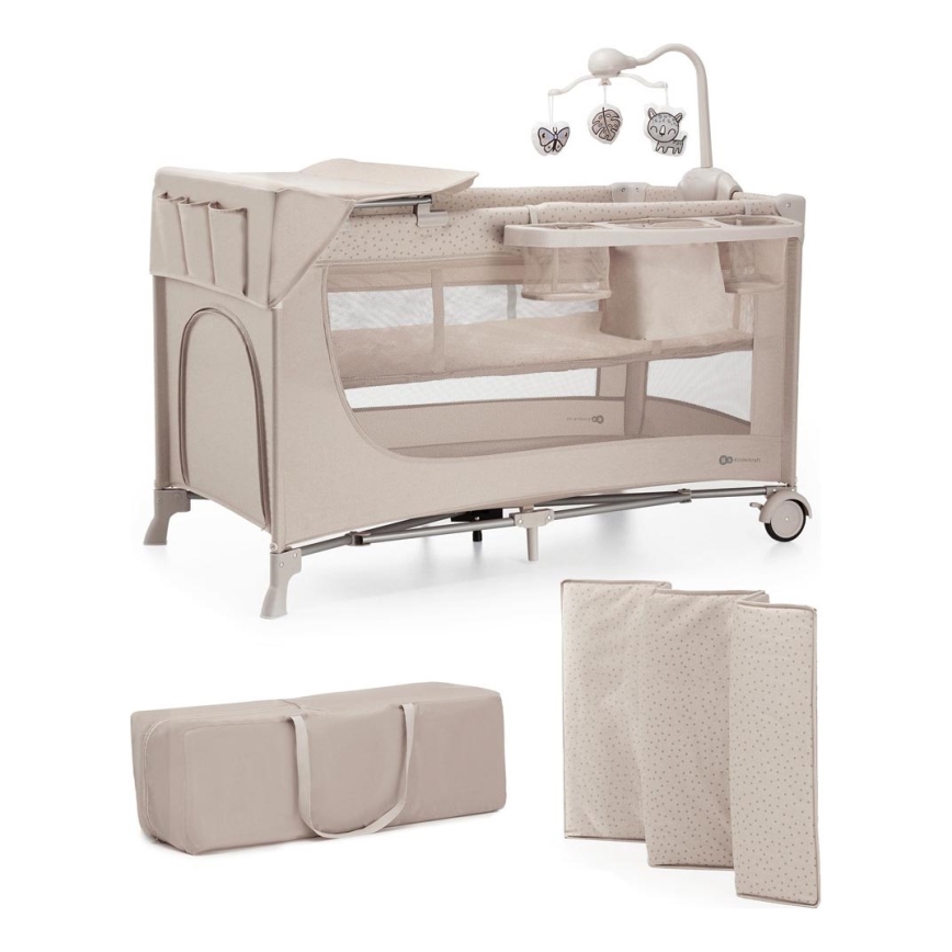KINDERKRAFT - Berceau de voyage JOY 2 avec accessoires beige