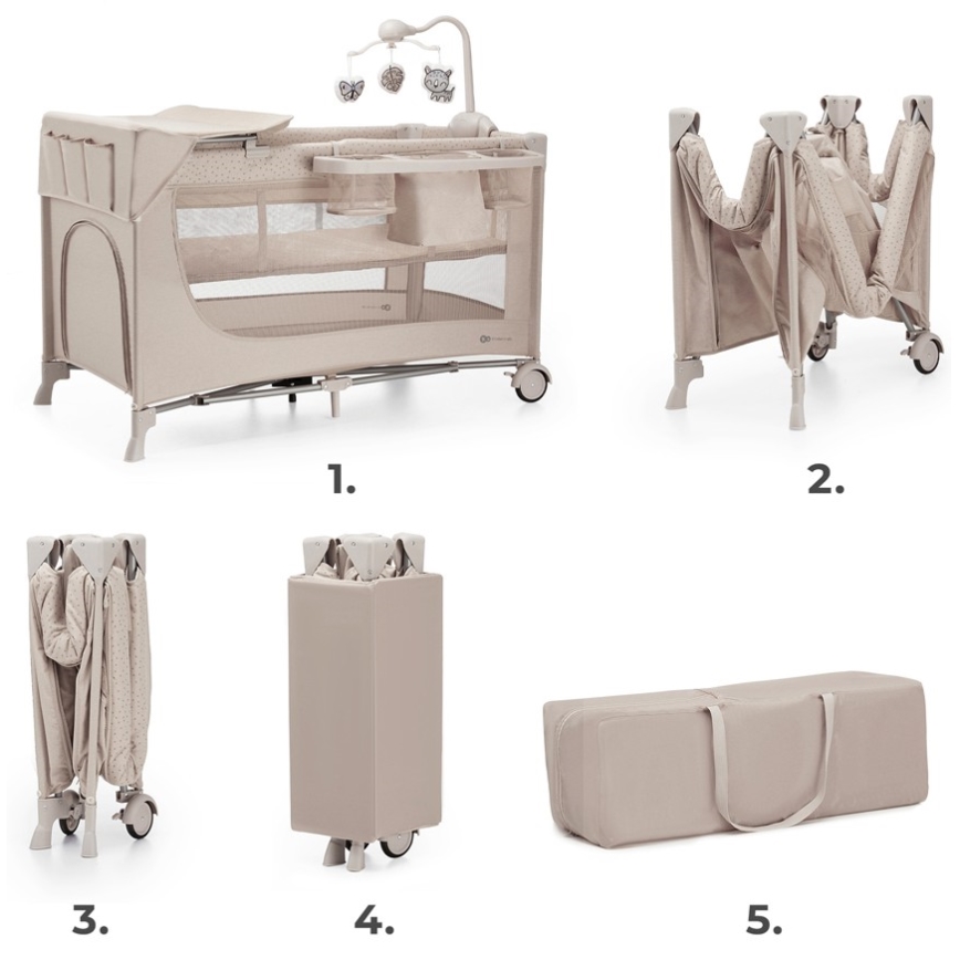 KINDERKRAFT - Berceau de voyage JOY 2 avec accessoires beige
