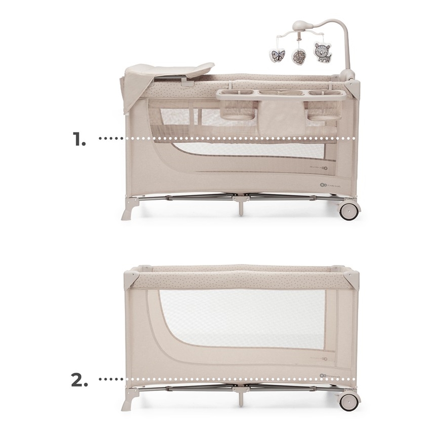 KINDERKRAFT - Berceau de voyage JOY 2 avec accessoires beige