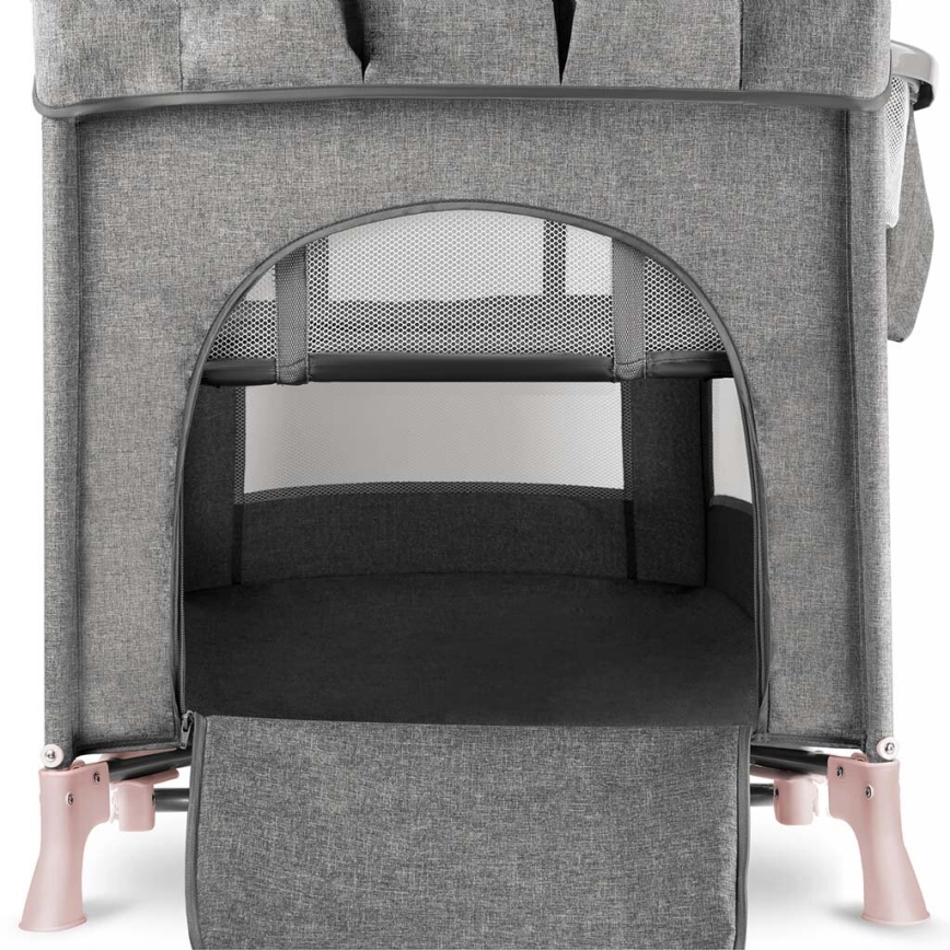 KINDERKRAFT - Berceau de voyage JOY avec accessoires gris-rose
