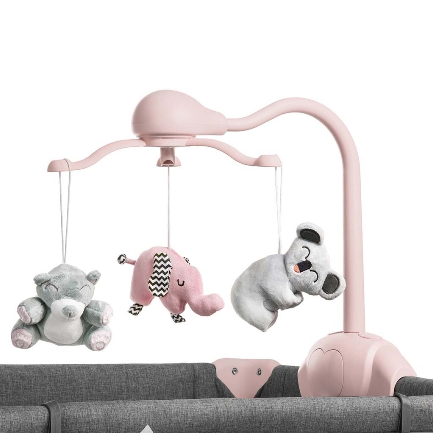 KINDERKRAFT - Berceau de voyage JOY avec accessoires gris-rose