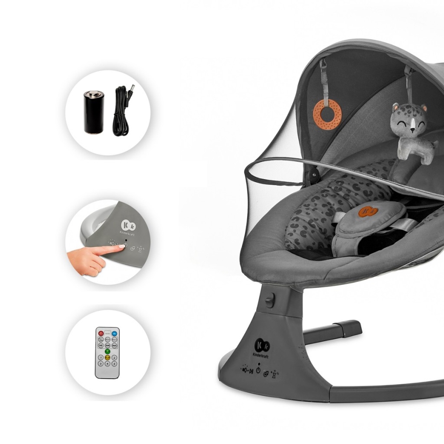 KINDERKRAFT - Berceuse avec mélodie 2en1 LUMI 4xAAA gris foncé