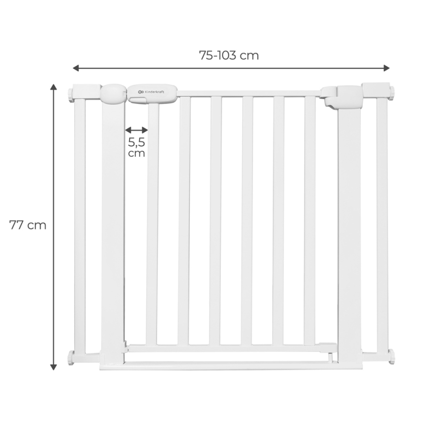 KINDERKRAFT - Beveiligingsbarrière LOCK&GO 75-103 cm wit