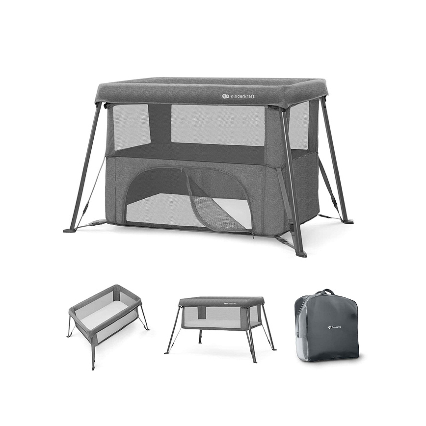 KINDERKRAFT - CAMI 3-in-1 reisbedje, grijs