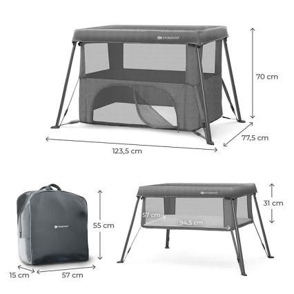 KINDERKRAFT - CAMI 3-in-1 reisbedje, grijs
