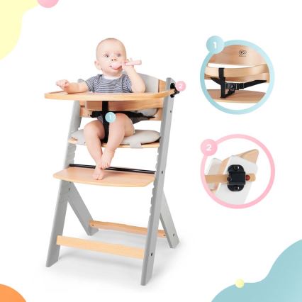 KINDERKRAFT - Chaise de repas pour bébé avec revêtement ENOCK grise