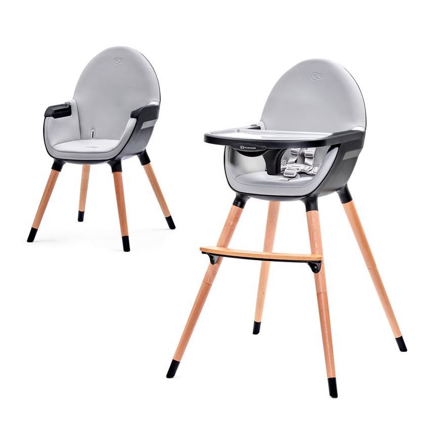 KINDERKRAFT - Chaise de repas pour bébé FINI grise/noire