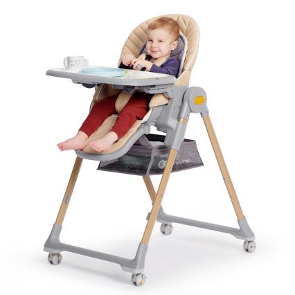 KINDERKRAFT - Chaise de repas pour enfants 2en1 LASTREE beige/grise