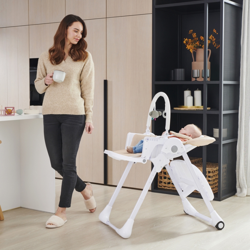 KINDERKRAFT - Chaise haute 2 en 1 pour enfant TUMMIE beige