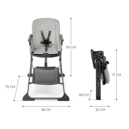 KINDERKRAFT - Chaise haute enfant FOLDEE gris
