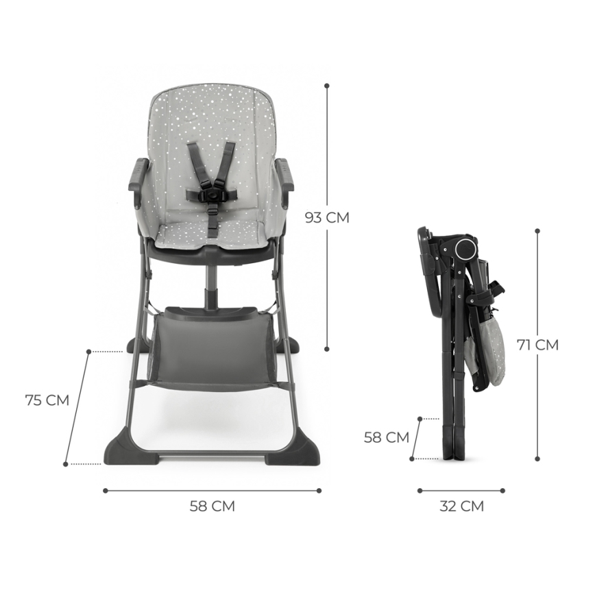 KINDERKRAFT - Chaise haute enfant FOLDEE gris