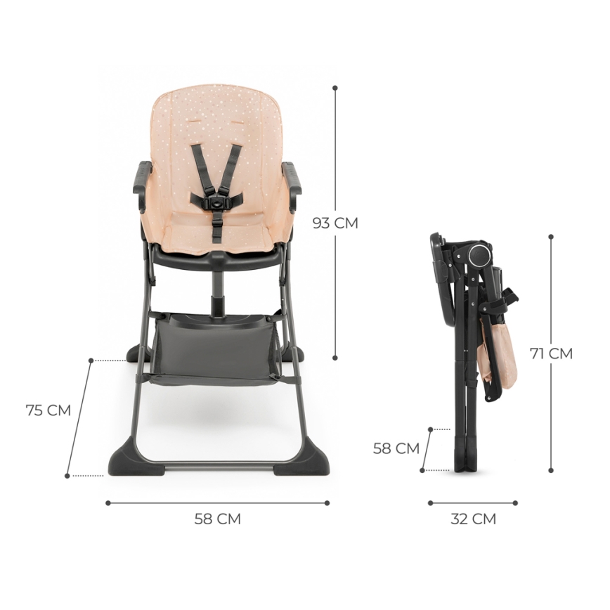 KINDERKRAFT - Chaise haute enfant FOLDEE rose