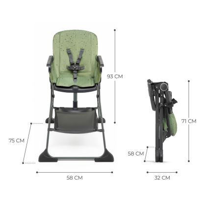 KINDERKRAFT - Chaise haute enfant FOLDEE vert