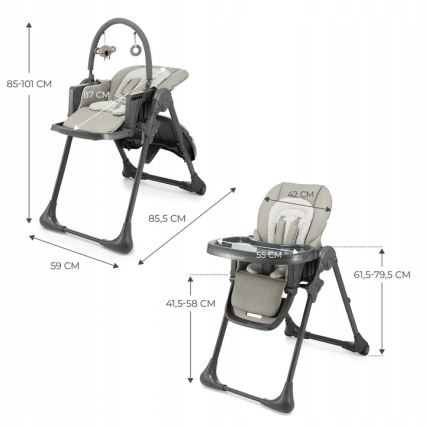 KINDERKRAFT - Chaise haute enfant TUMMIE gris