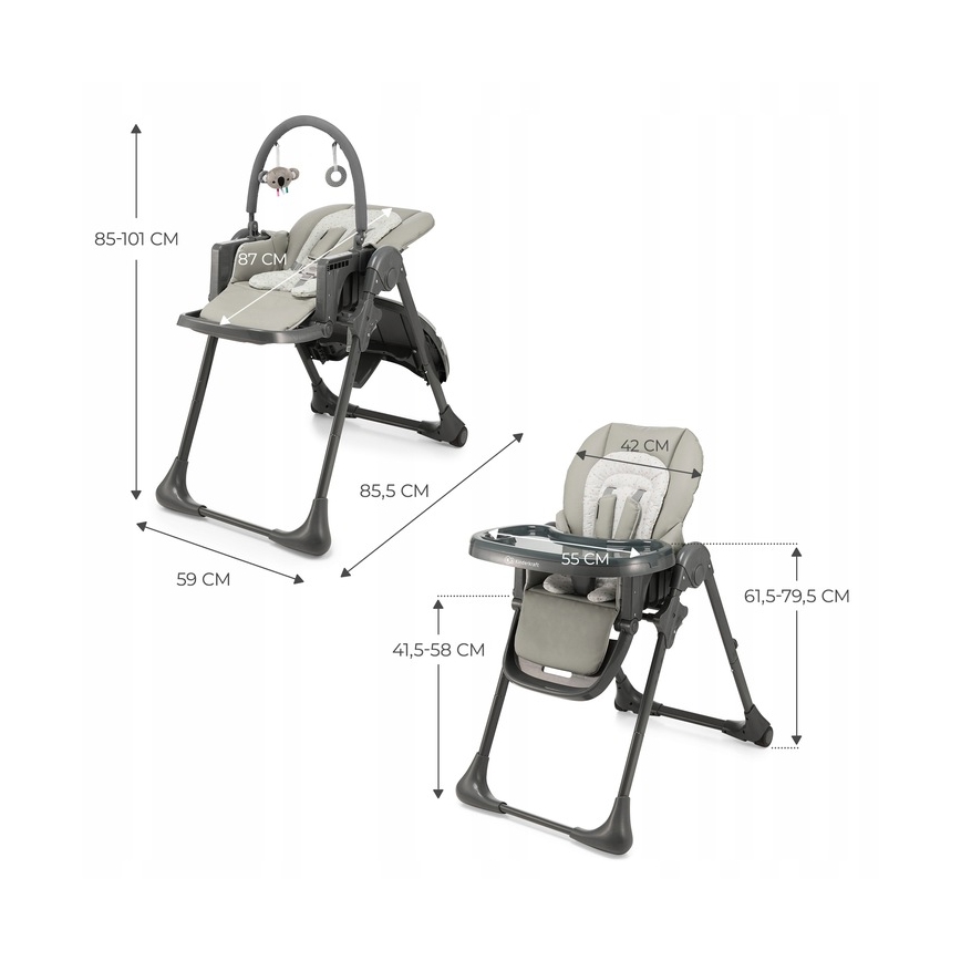 KINDERKRAFT - Chaise haute enfant TUMMIE gris