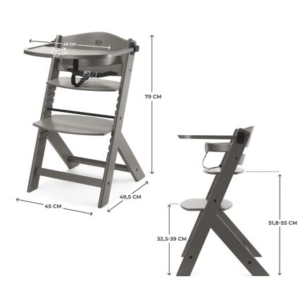 KINDERKRAFT - Chaise haute pour enfant ENOCK grise