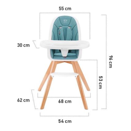 KINDERKRAFT - Chaise repas bébé 2en1 TIXI rose