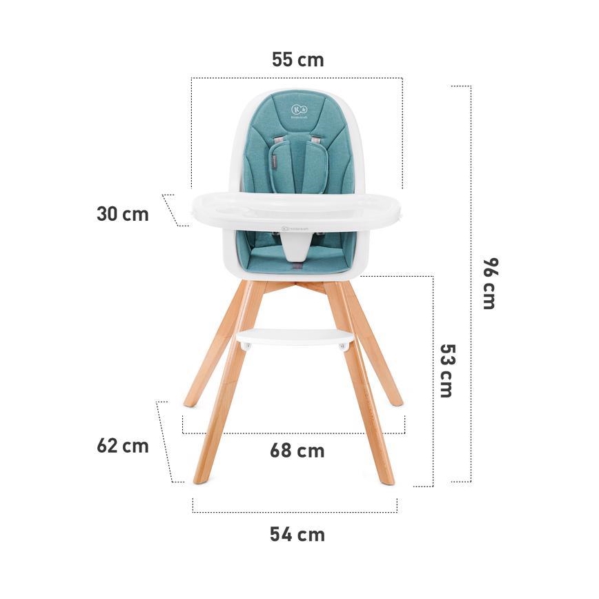 KINDERKRAFT - Chaise repas bébé 2en1 TIXI rose