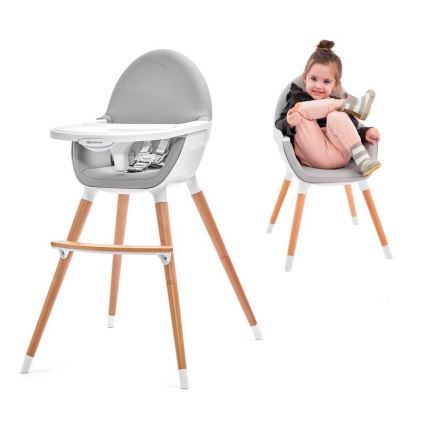 KINDERKRAFT - Chaise repas bébé FINI grise / blanche