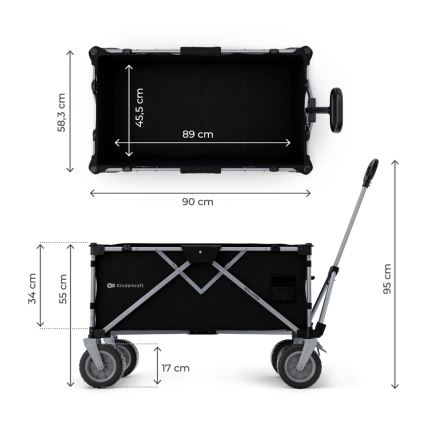 KINDERKRAFT - Chariot de transport pliable WAGON ROLLSTER noir