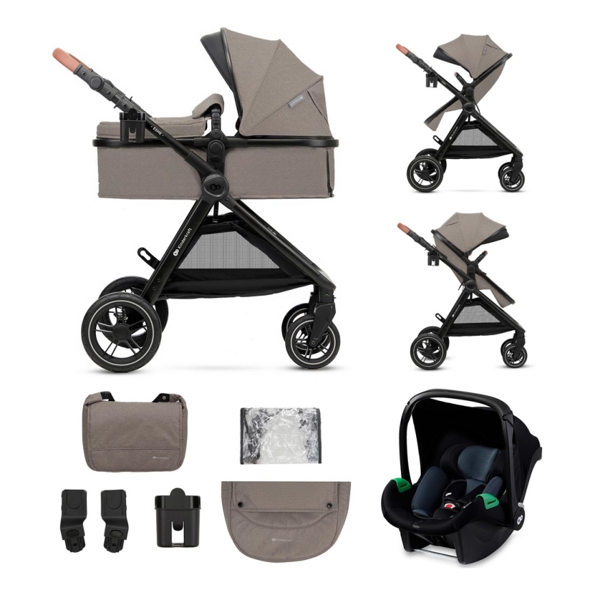 KINDERKRAFT - Combinatiekinderwagen 3in1 ESME Sand beige + autostoel MINK PRO