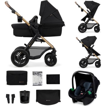 KINDERKRAFT - Combinatiekinderwagen 3in1 MOOV 2 AIR Pure zwart + autostoel MINK PRO