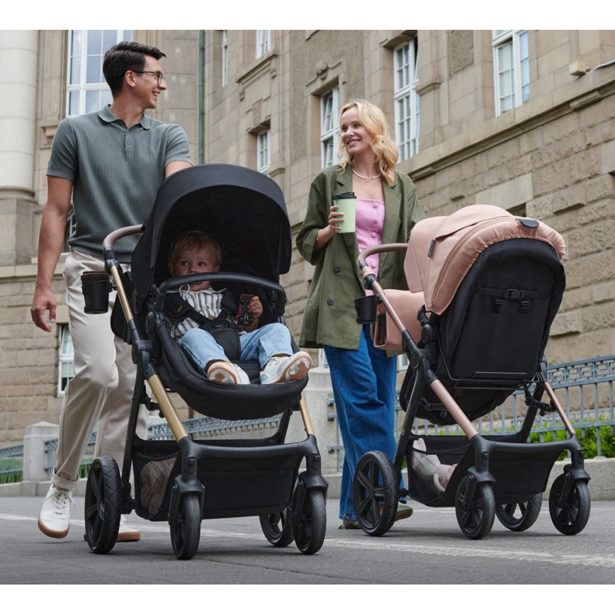 KINDERKRAFT - Combinatiekinderwagen 3in1 MOOV 2 AIR Sand beige + autostoel MINK PRO
