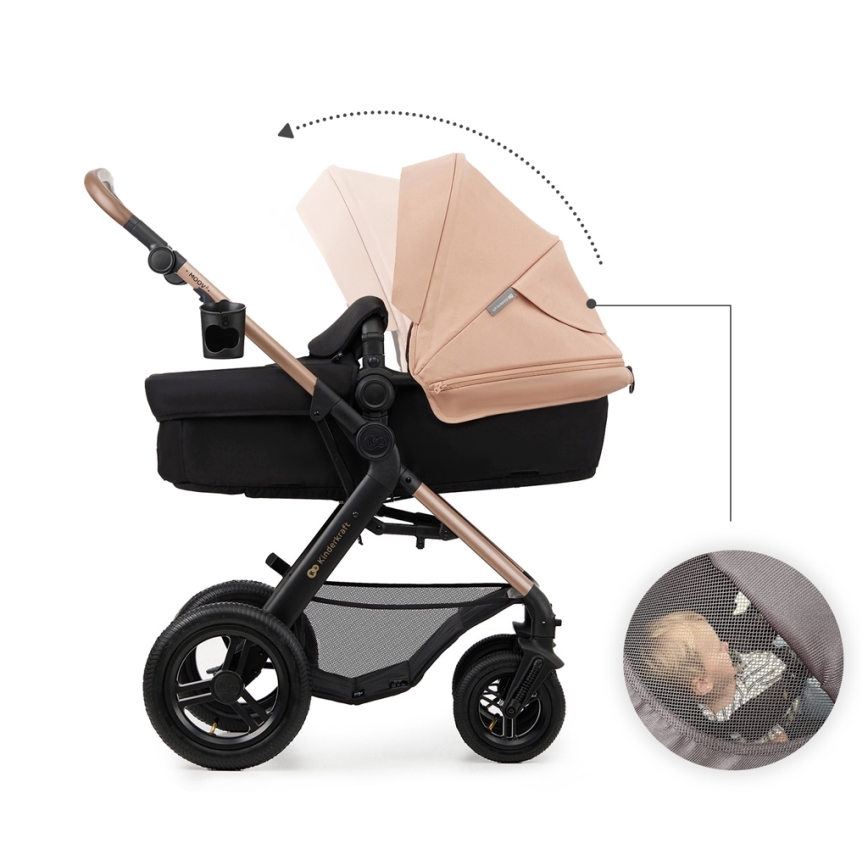 KINDERKRAFT - Combinatiekinderwagen 3in1 MOOV 2 AIR Sand beige + autostoel MINK PRO