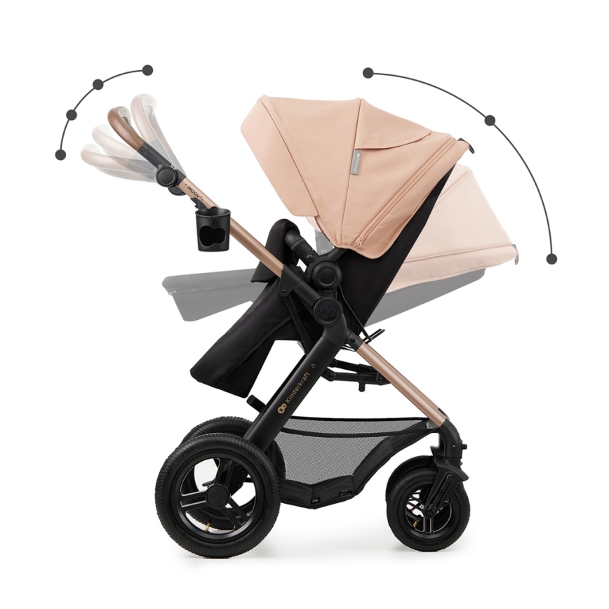 KINDERKRAFT - Combinatiekinderwagen 3in1 MOOV 2 AIR Sand beige + autostoel MINK PRO