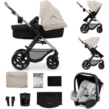 KINDERKRAFT - Combinatiekinderwagen 3in1 MOOV 2 Moonlight grijs + autostoel MINK PRO