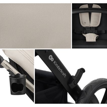 KINDERKRAFT - Combinatiekinderwagen 3in1 MOOV 2 Moonlight grijs + autostoel MINK PRO