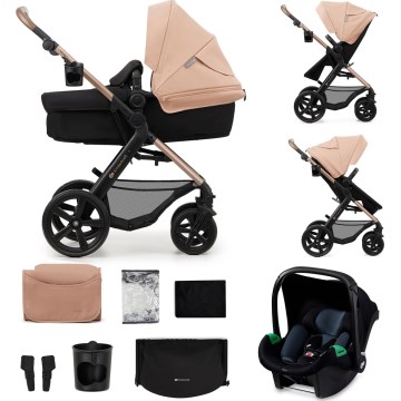 KINDERKRAFT - Combinatiekinderwagen 3in1 MOOV 2 Sand beige + autostoel MINK PRO