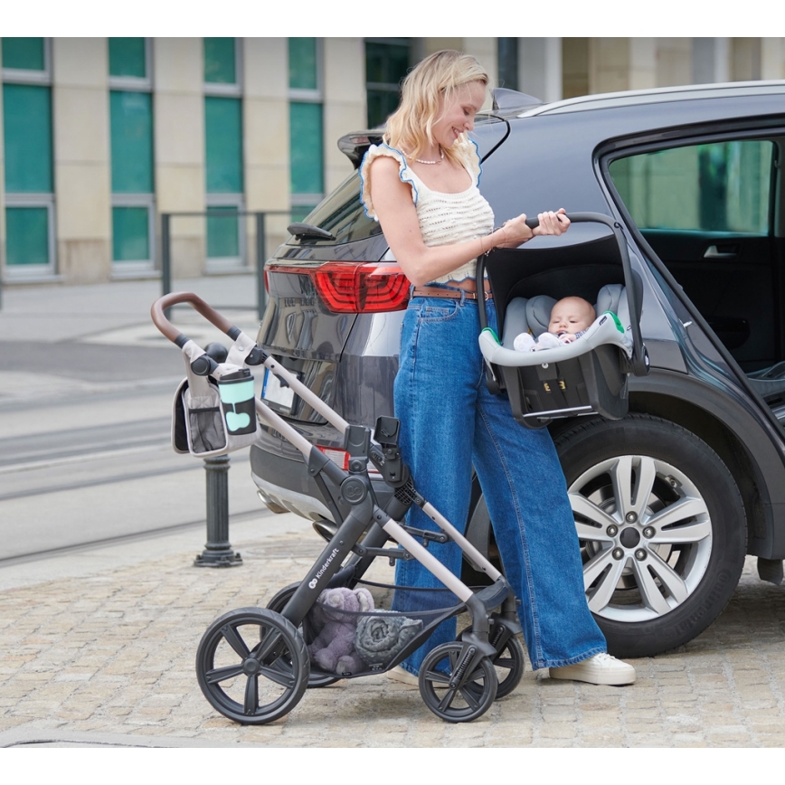 KINDERKRAFT - Combinatiekinderwagen 3in1 MOOV 2 Sand beige + autostoel MINK PRO
