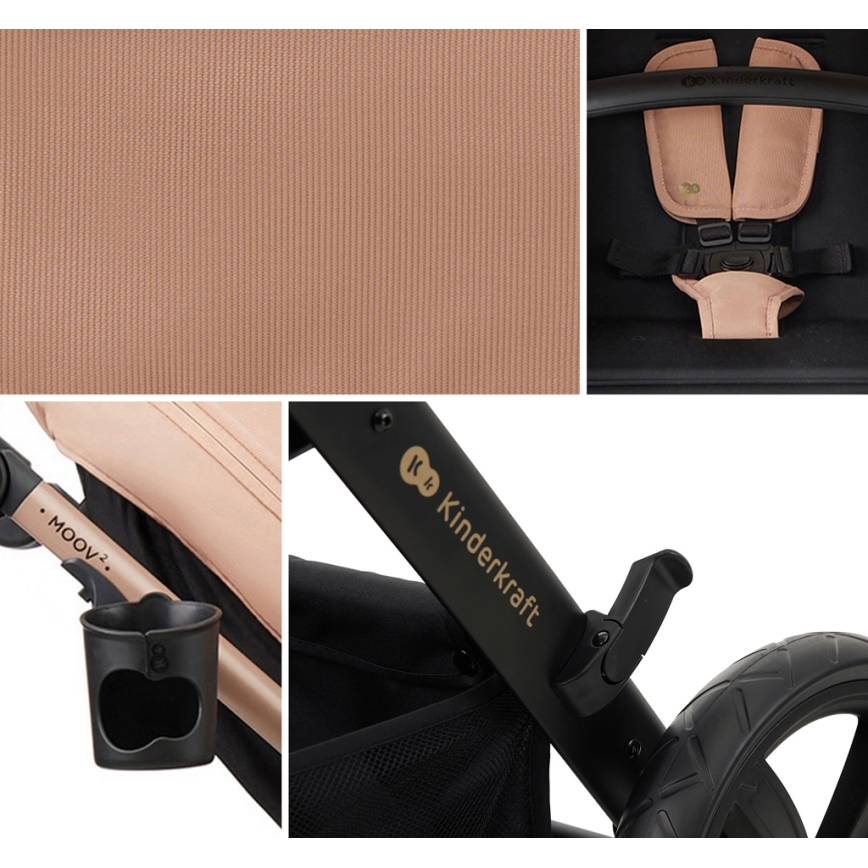 KINDERKRAFT - Combinatiekinderwagen 3in1 MOOV 2 Sand beige + autostoel MINK PRO