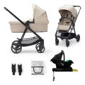 KINDERKRAFT - Combinatiekinderwagen 4in1 NEWLY Klassiek beige + autostoel MINK PRO met basis ISOFIX