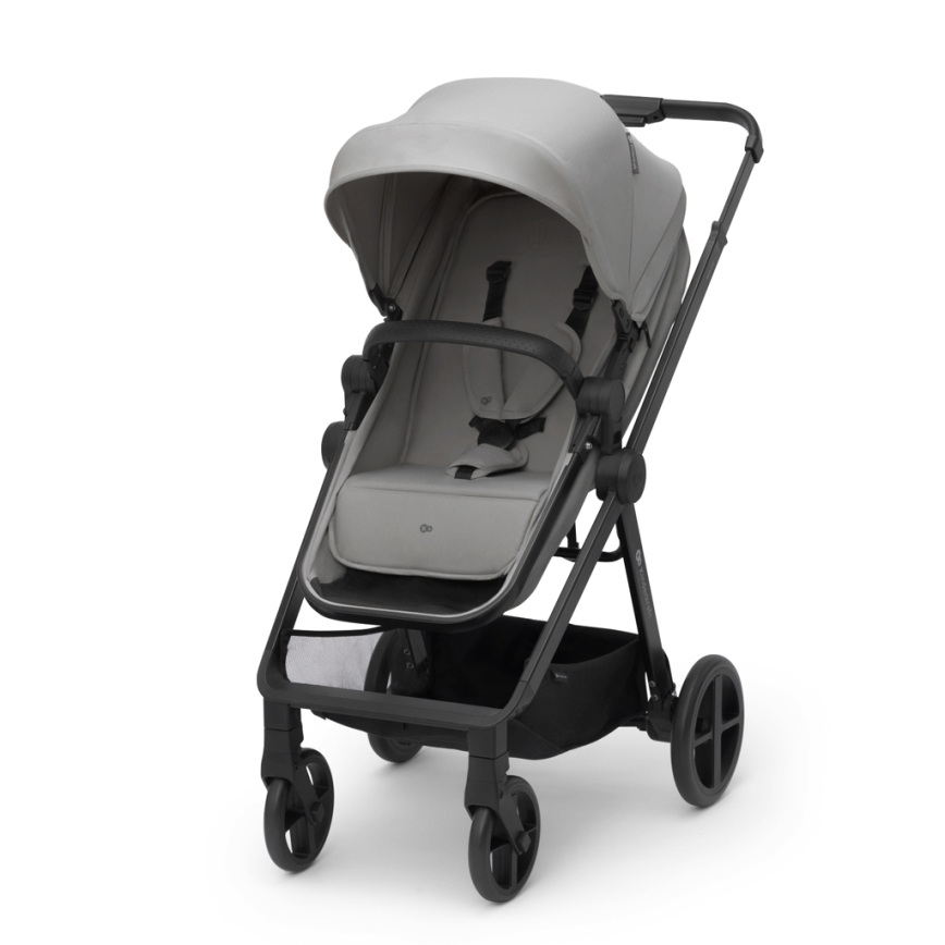 KINDERKRAFT - Combinatiekinderwagen 4v1 NEWLY Klassiek grijs + autostoel MINK PRO met basis ISOFIX